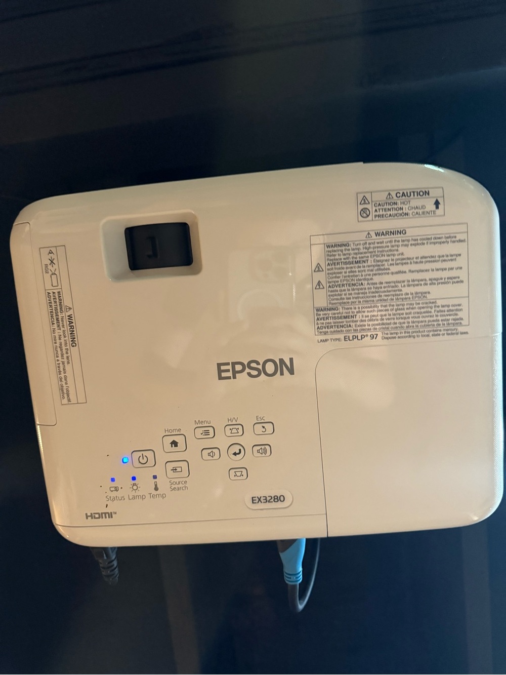 Epson EX3280 3LCD XGA Projector with Built-In-Speaker and Ceiling Mount Included